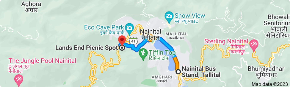 Lands End Picnic Spot Distance Between Nainital Bus Stand to Lands End Picnic Spot