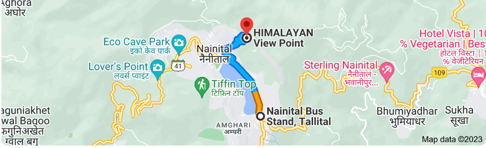 Himalayan View Point Distance Between Nainital Bus Stand to Himalayan View Point