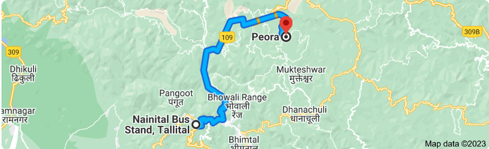 Peora Village(Hill Station) Distance Between Nainital Bus Stand to Peora Village(Hill Station)