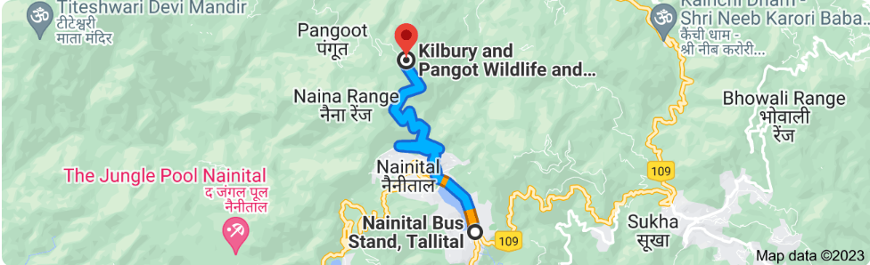 Pangot & Kilbury Bird Sanctuary Distance Between Nainital Bus Stand to Pangot & Kilbury Bird Sanctuary