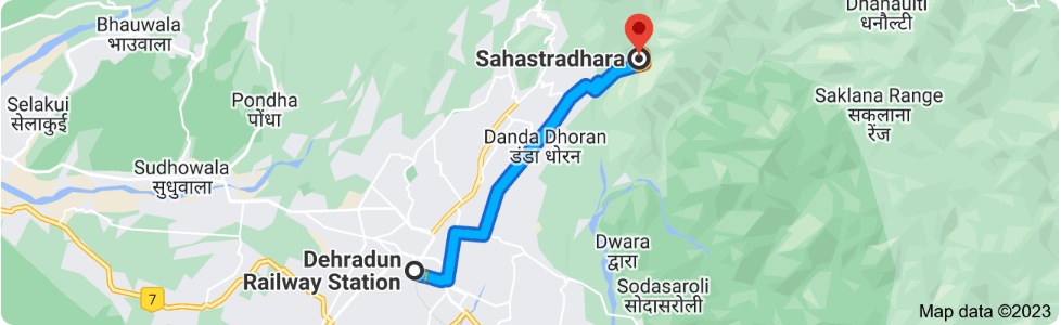 Distance between Dehradun railway station to Sahastradhara