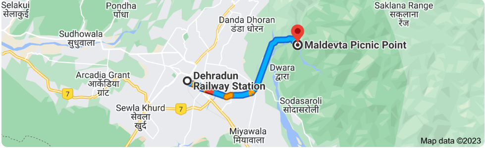 Distance Between Dehradun Railway Station to Maldevta Picnic Point