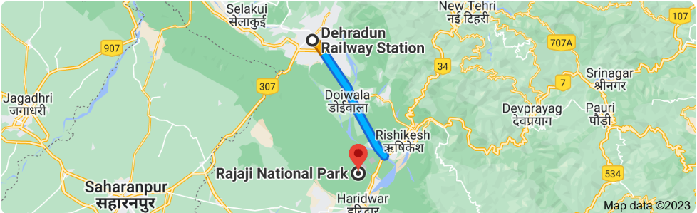 Distance Between Dehradun Railway Station to Rajaji National Park