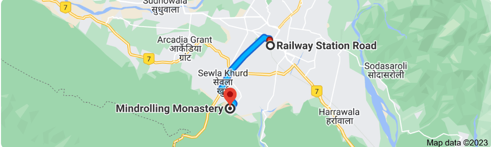 Distance from Dehradun Railway Station to  Mindrolling Monastery