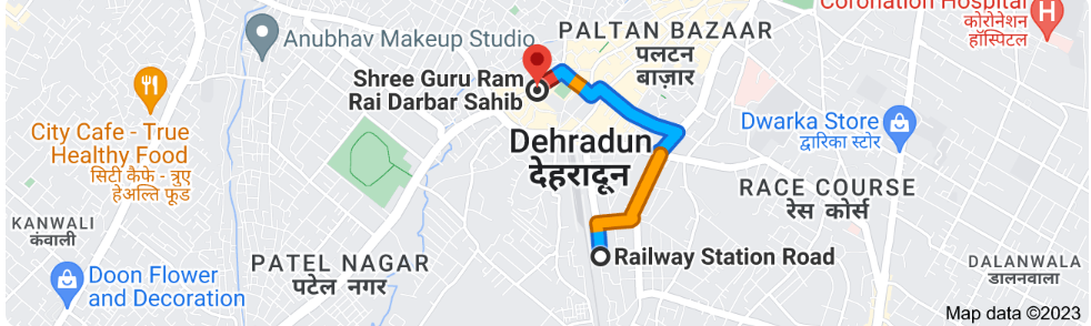 Distance Between Dehradun Railway Station to Guru Ram Rai Gurudwara