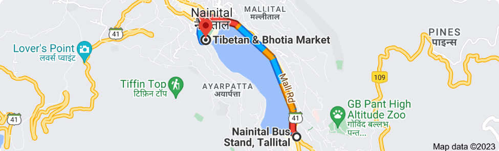 Tibetan & Bhotia Market Distance Between Nainital Bus Stand to Tibetan & Bhotia Market